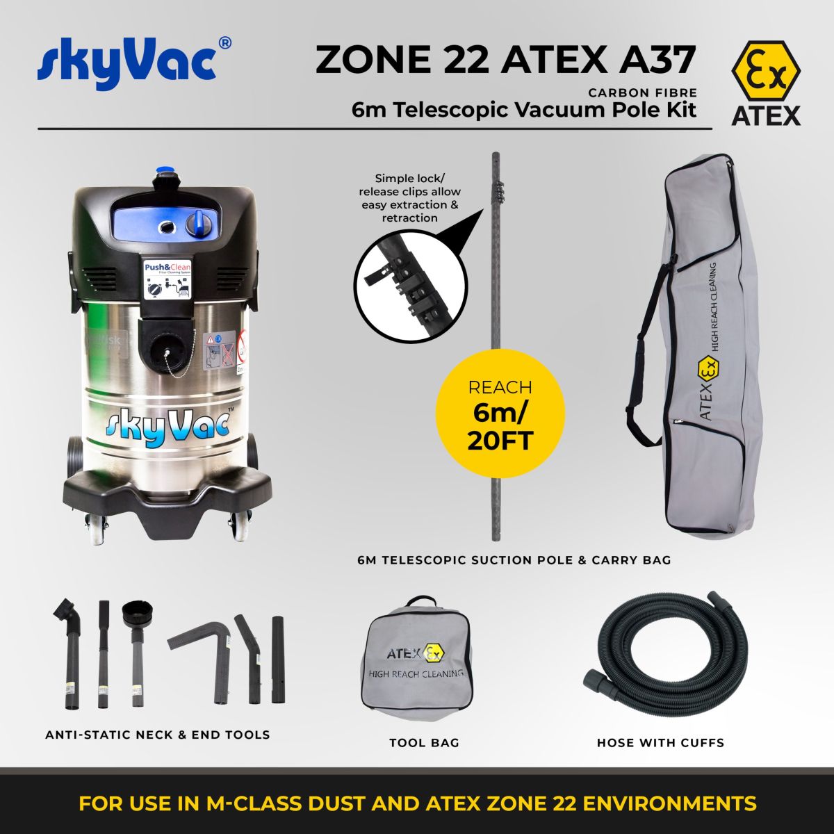 Skyvac® Atex A37 240v 6 sections / with clamps