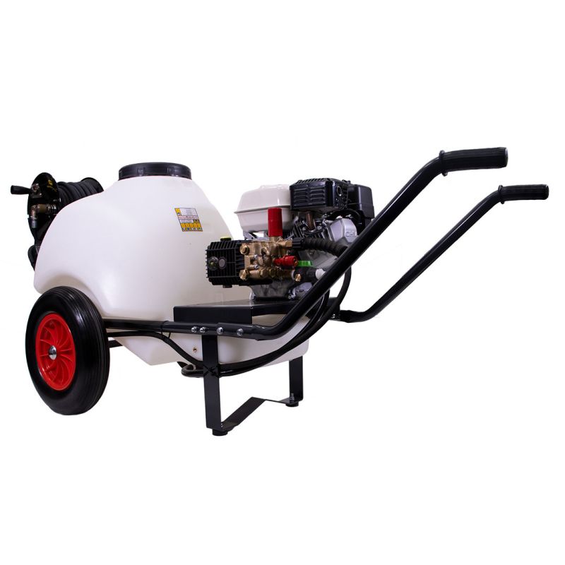 120L wheelbarrow-mounted high-pressure cleaner with Honda engine 12 L/min 150 bars with 15 m hose reel