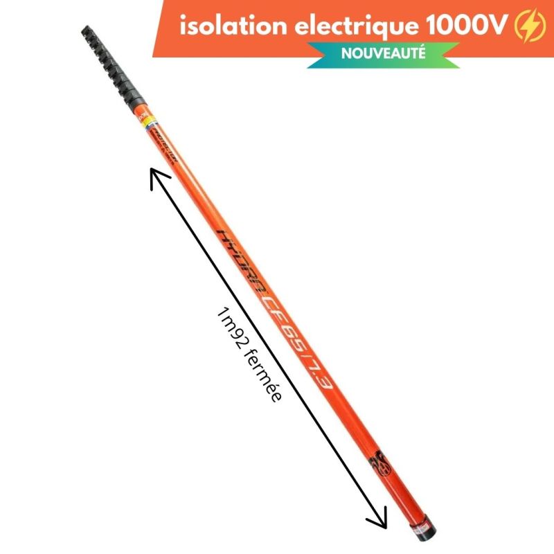 Item Hydra carbon telescopic pole 9.50m to 12.40m / 1.92m closed