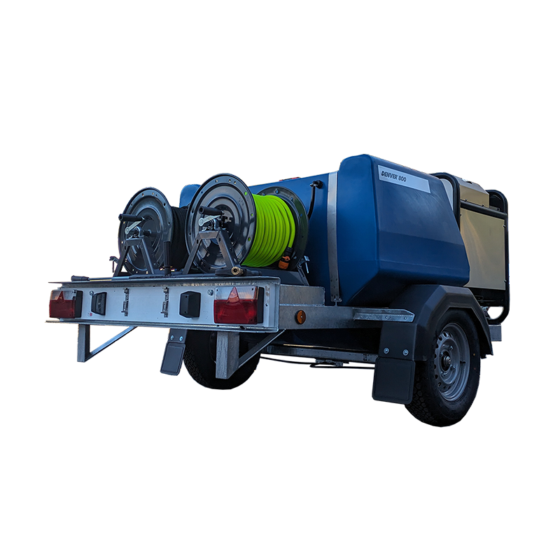 high pressure hot water trailer 800 liters 16 l/min, 200 bars