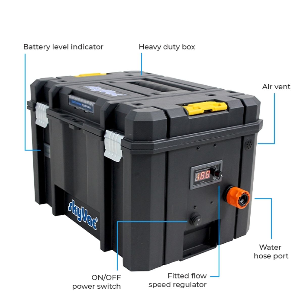 Item Box pump 4.8 bar 8.3 LPM on 12 V battery (50 Ah)