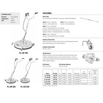 Mosmatic FL-CR 520mm with brush skirt 2x nozzles on rollers - 275 bar